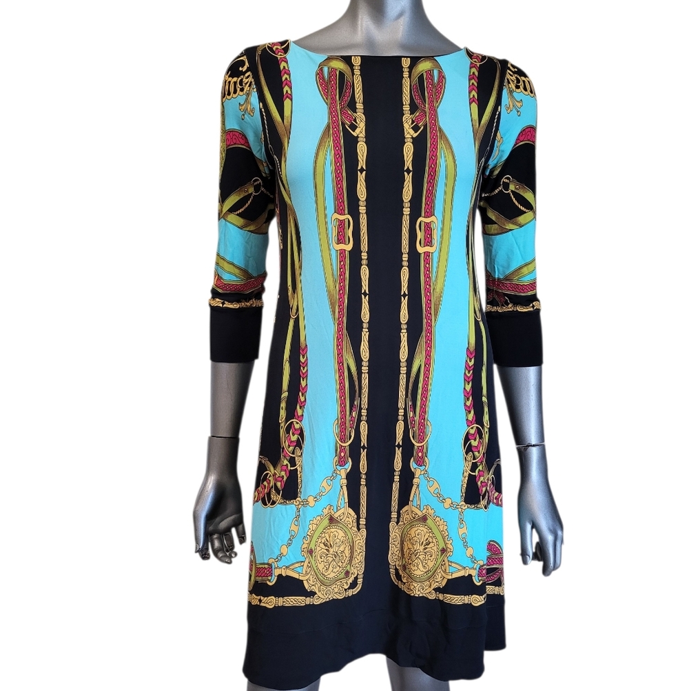 56. Eva Varro Elegant Multicolor Stretchy Dress - Size Small